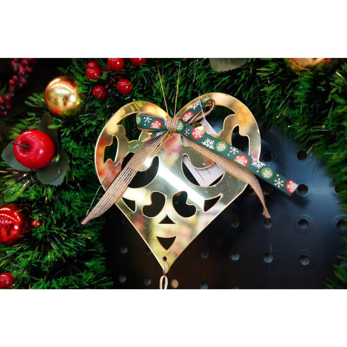 Ornament brad, Flippy, Inima, Auriu, Lucios, 15*26CM, Acril, Interior/ Exterior - vivimall.ro