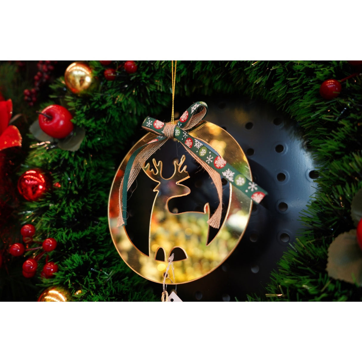 Ornament brad, Vivimall, Ren, Auriu, Lucios, 15*25CM, Acril, Interior/ Exterior - vivimall.ro
