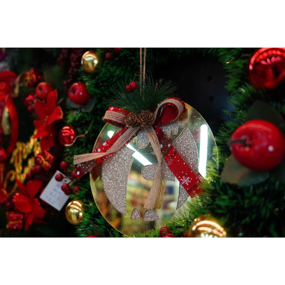 Ornament brad, Vivimall, Ren, Auriu, Lucios, 17*17CM, Acril, Interior/ Exterior - vivimall.ro