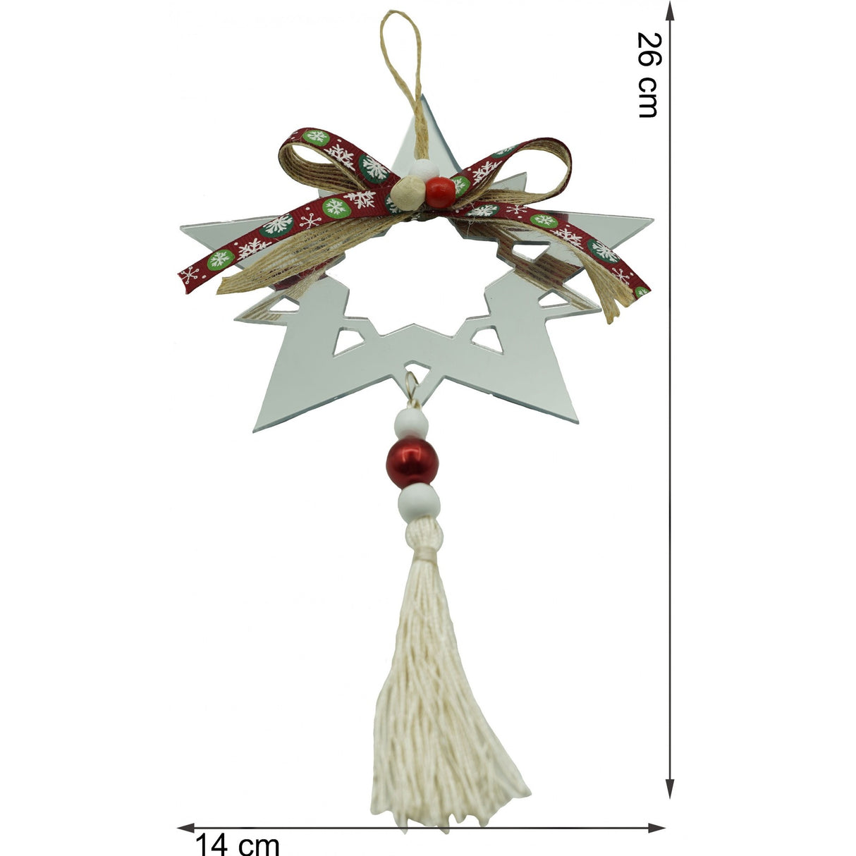 Ornament brad, Flippy, Stea, Argintiu, Lucios, 14*26CM, Acril, Interior/ Exterior - vivimall.ro