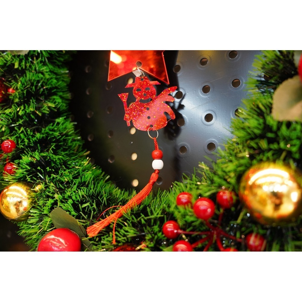 Ornament brad, Flippy, Stea, Om de zapada, Rosu, Lucios, 10*28CM, Acril, Interior/ Exterior - vivimall.ro