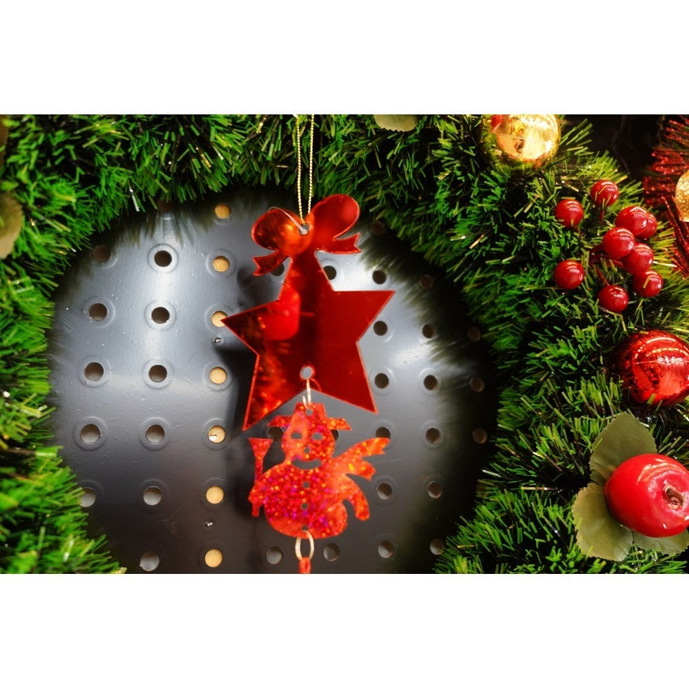 Ornament brad, Flippy, Stea, Om de zapada, Rosu, Lucios, 10*28CM, Acril, Interior/ Exterior - vivimall.ro