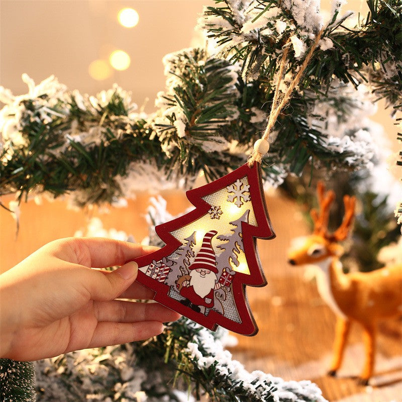 Ornament de Brad, Vivimall, cu Lumini LED, din Lemn, Figurina Elf, Model Brad, Multicolor - vivimall.ro