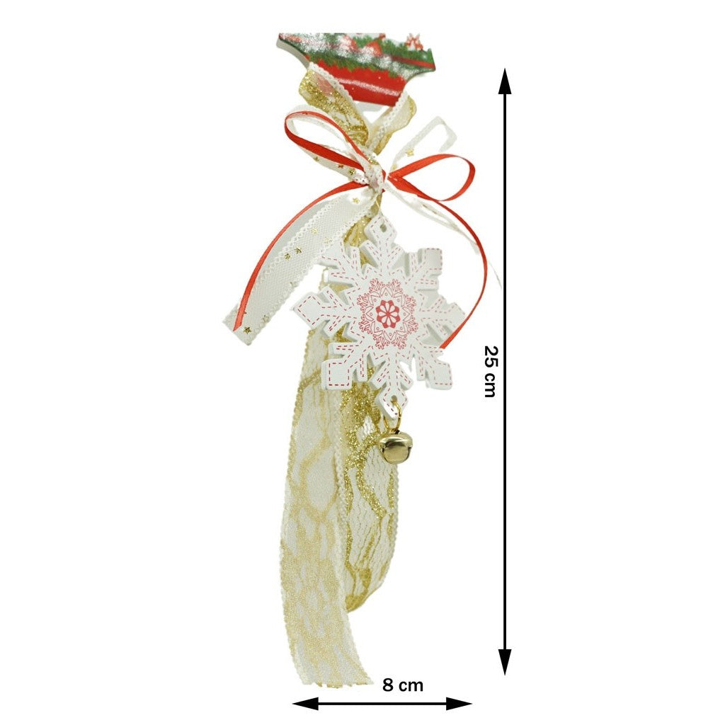 Ornament de brad fulg de nea, Vivimall, alb, lemn, 25 cm - vivimall.ro