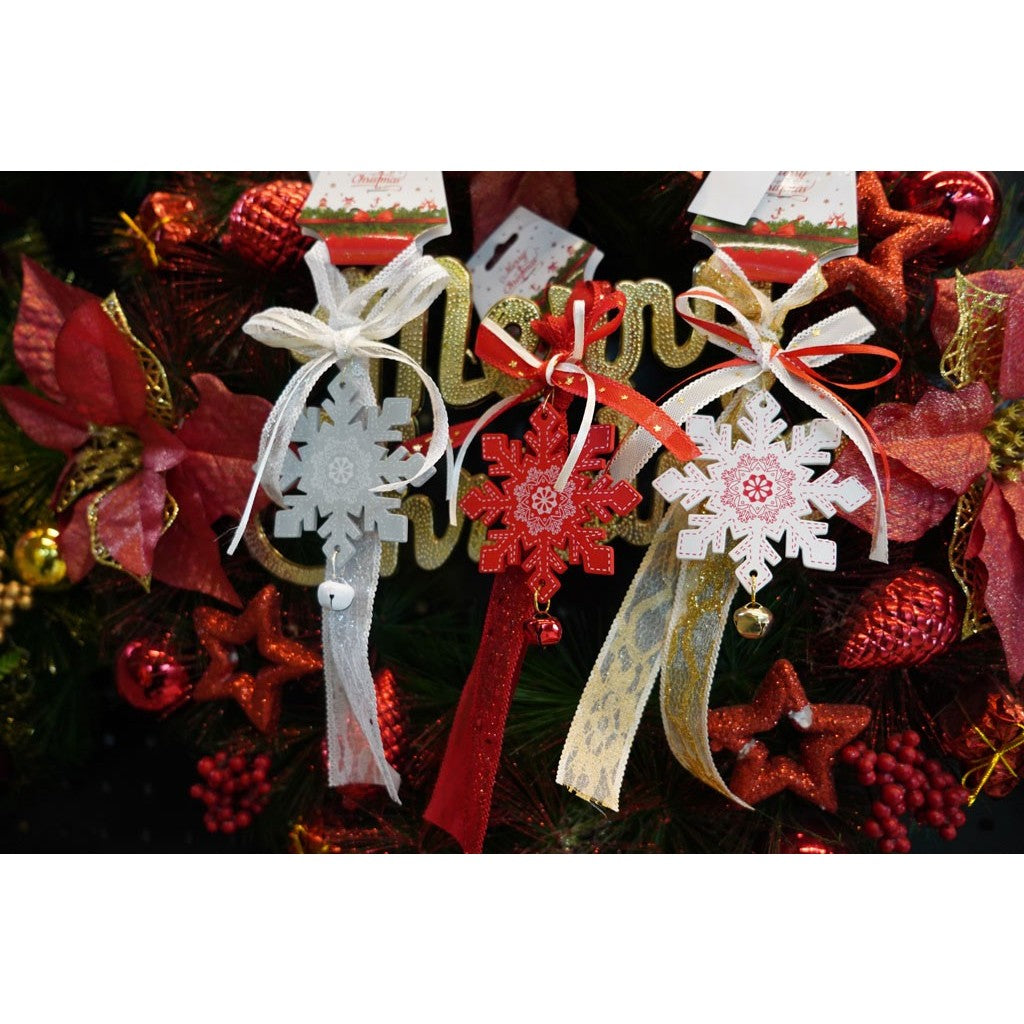 Ornament de brad fulg de nea, Vivimall, alb, lemn, 25 cm - vivimall.ro