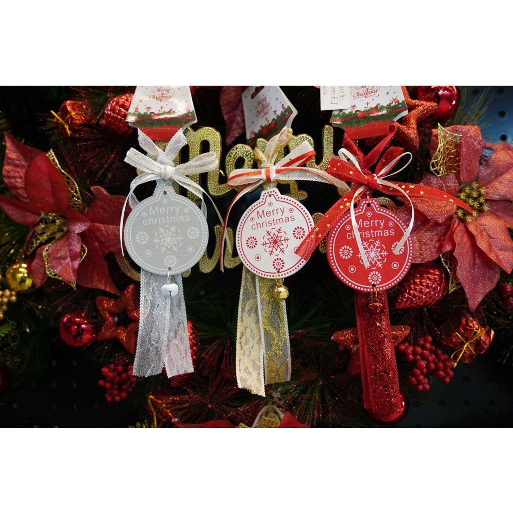 Ornament de brad medalion, Vivimall, alb, lemn, 25 cm - vivimall.ro