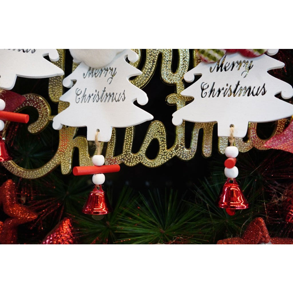 Ornament de brad mos craciun, Vivimall, alb, lemn, 20 cm - vivimall.ro