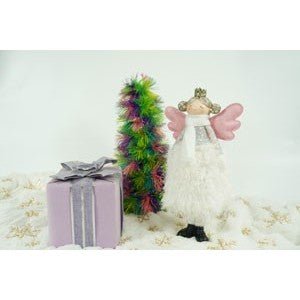 Ornament de Craciun ingeras, Vivimall, alb, textil, 34 cm - vivimall.ro