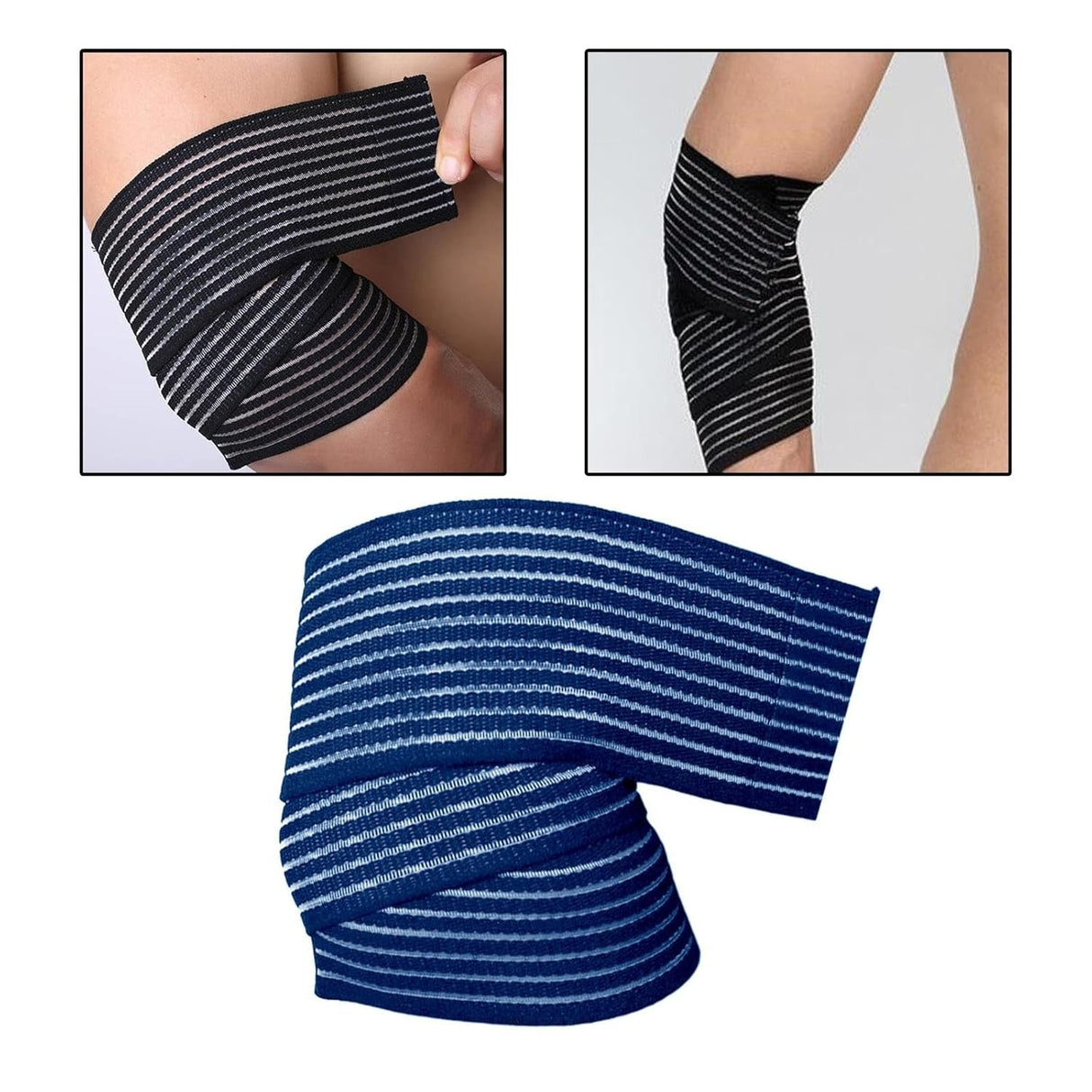 Orteza Elastica, Vivimall, Pentru Picior/Mana, cu Prindere Velcro, 7.5 x 180 cm, din Nailon, Negru - vivimall.ro