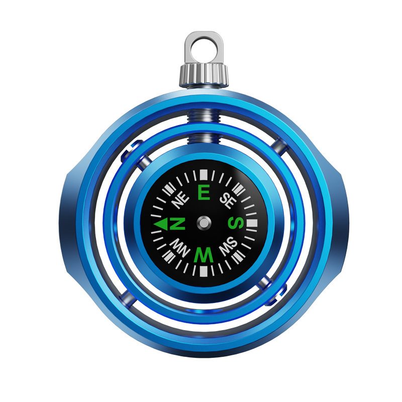 Fidget Spinner Busola Palm, Flippy, Tip Giroscop Rotativ, Model Pandativ / Breloc, Antistress, Aliaj Zinc, 48x42x12 mm, 21 gr, Albastru - vivimall.ro