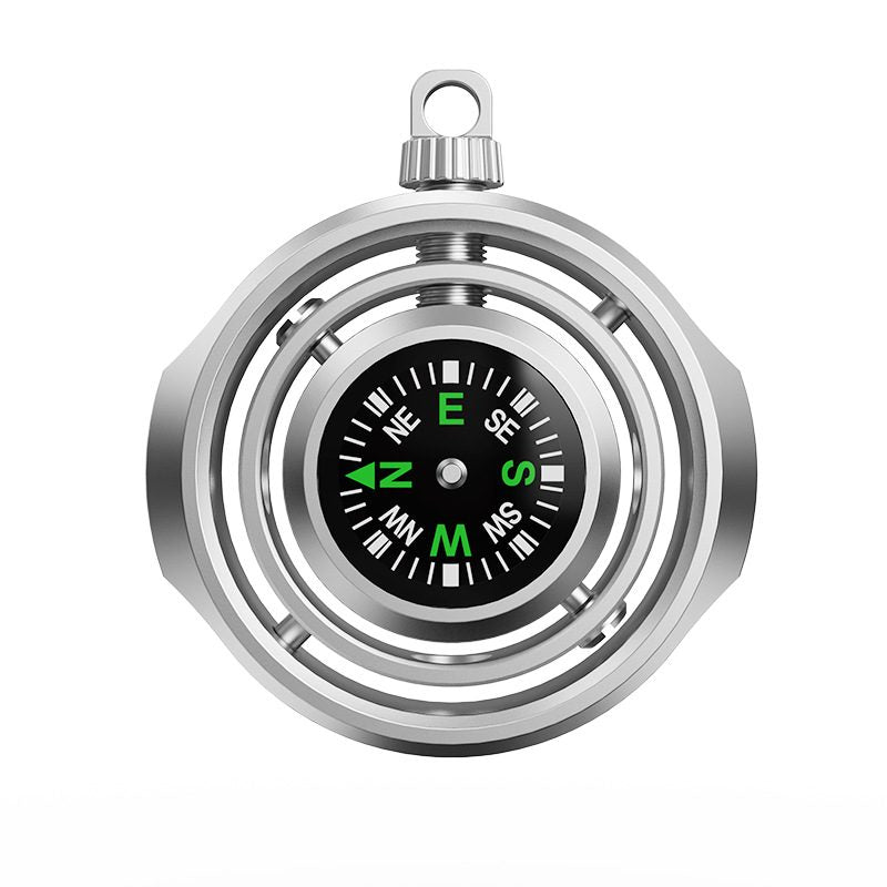 Fidget Spinner Busola Palm, Flippy, Tip Giroscop Rotativ, Model Pandativ / Breloc, Antistress, Aliaj Zinc, 48x42x12 mm, 21 gr, Silver - vivimall.ro