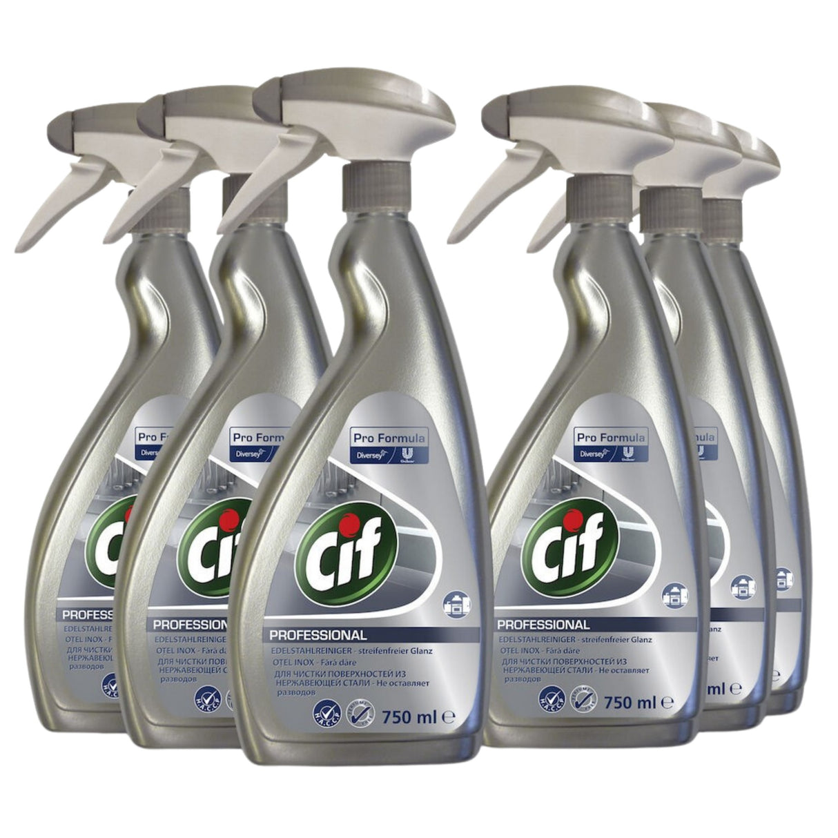 Pachet CIF Professional Stainless Steel – Detergent pentru Inox 6×0,75 L - vivimall.ro