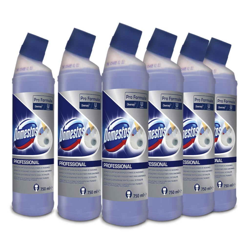 Pachet Domestos Professional Toilet Cleaner & Descaler – Detartrant pentru Toaleta, 6×0,75 L - vivimall.ro
