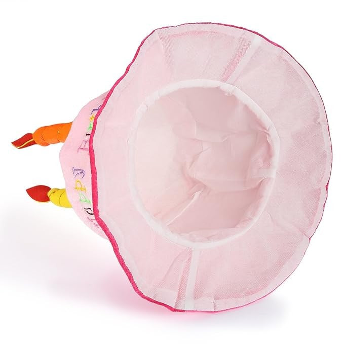 Palarie Happy Birthday, Vivimall, Accesoriu pentru Petrecere, Model Tort, Tematica Aniversare, 60x60x55 cm, Roz - vivimall.ro