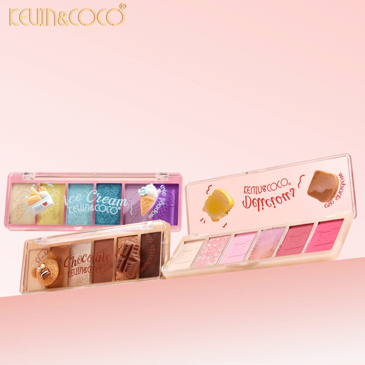 Paleta Farduri de Pleoape, Kevin&Coco, Paleta pentru Machiaj, 6 Nuante, Model Chocolate, Mate si Sidefate, 13.5x4.4x2 cm, Multicolor