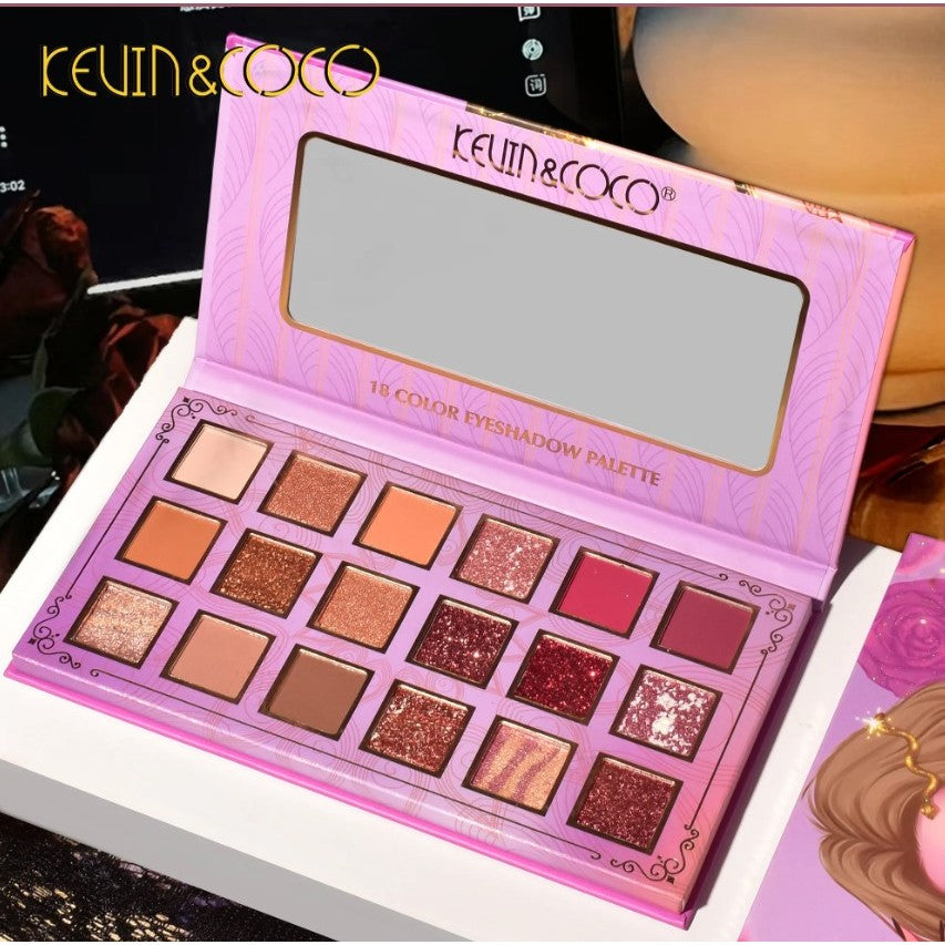 Paleta de farduri Kevin&Coco, 18 culori, nuante captivante, design compact, 19 x 10 cm, 180 g, multicolor - vivimall.ro