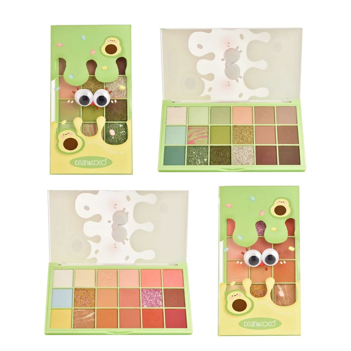 Paleta Farduri de Pleoape, Kevin&Coco, Paleta pentru Machiaj, 18 Nuante, Model Avocado Deep, Mate si Sidefate, 9.9x1.7x17.7 cm, Multicolor - vivimall.ro