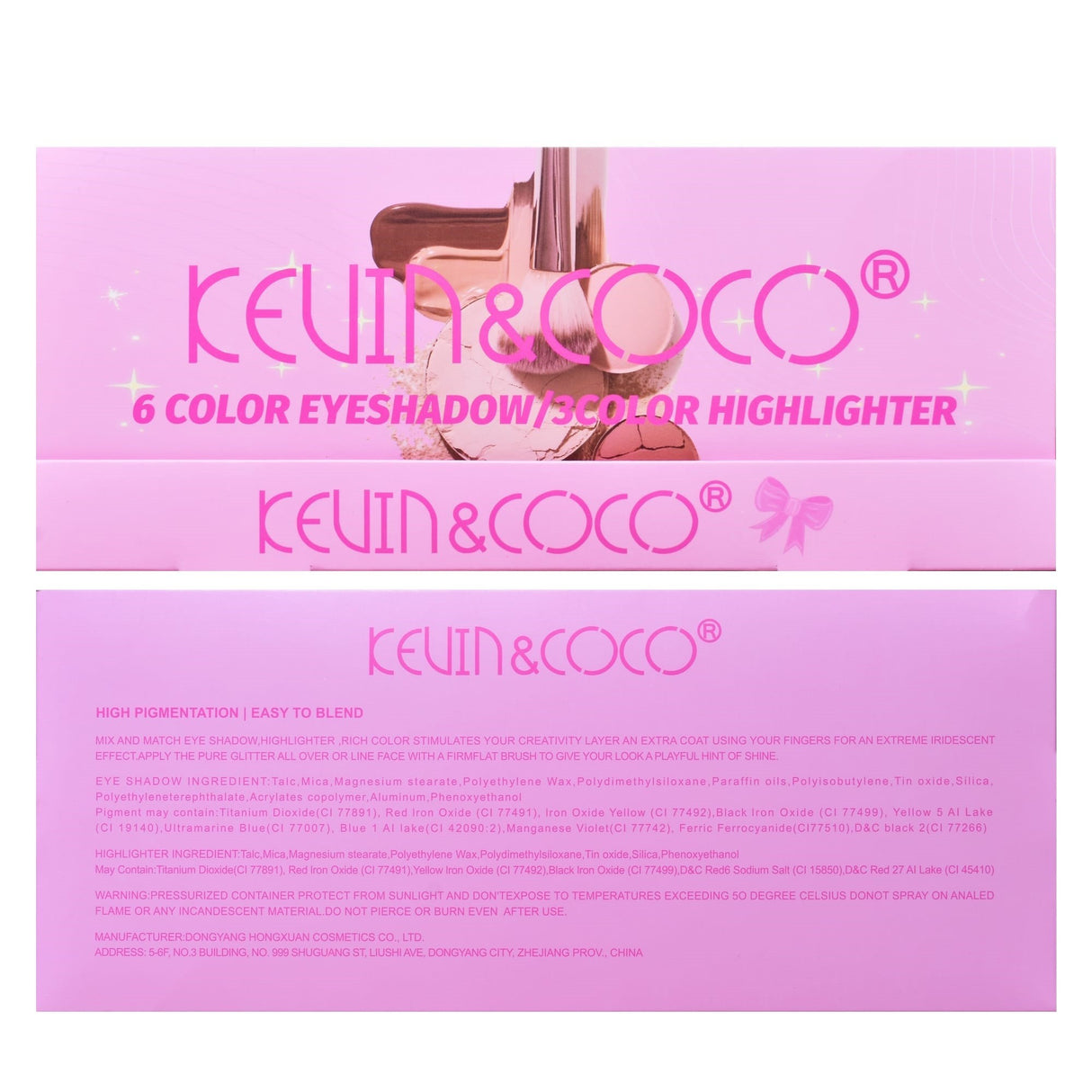 Paleta de Machiaj, KEVIN & COCO, Pink Barbie Girl, Fard de Pleoape, 6 culori, 11.3 x 8.2 x 1.3 cm, Model Quin - vivimall.ro