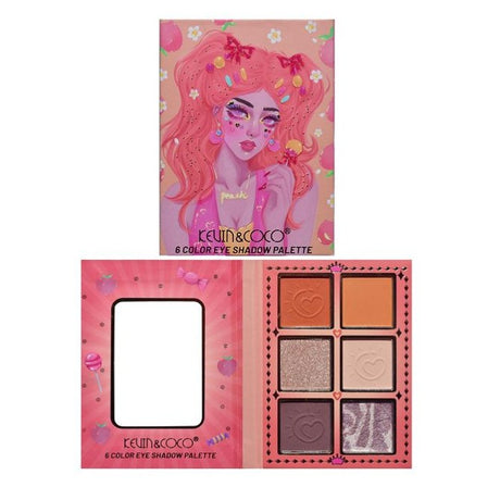 Paleta De Machiaj, Kevin & Coco, Pink Barbie Girl. Fard De Pleoape, 6 Culori, 11.3 X 8.2 X 1.3 Cm, Model Flower Girl - vivimall.ro