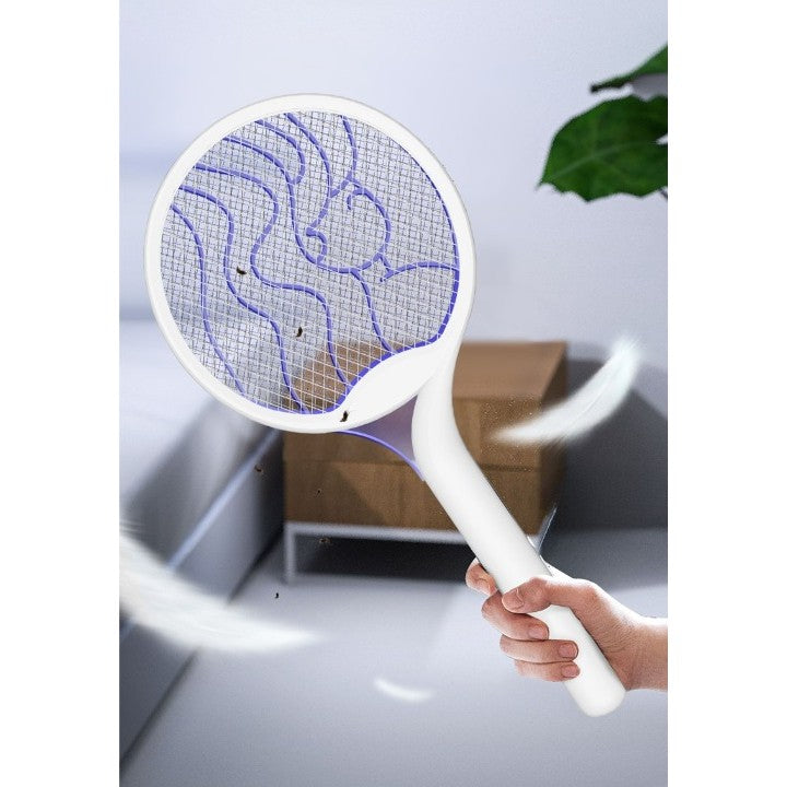 Paleta Electrica pentru Tantari, Muste si Tantari 2in1, Vivimall, Reincarcabila, Incarcare USB, 2600V, Plastic, Casa si Gradina, Anti-insecte, Stand, 23x51 cm, Alb - vivimall.ro