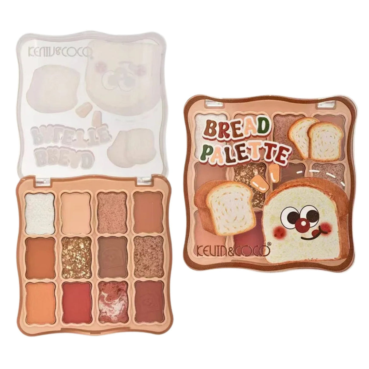 Paleta Farduri de Ochi, Kevin&Coco, Fard de Pleoape, 12 Nuante, Finisaj Mat, Shimmer, Textura Catifelata, Pigmentare Intensa, Toate Tipurile de Ten, 82.7 g, 9.3 x 1.7 x 9.4 cm, Warm Bronze - vivimall.ro
