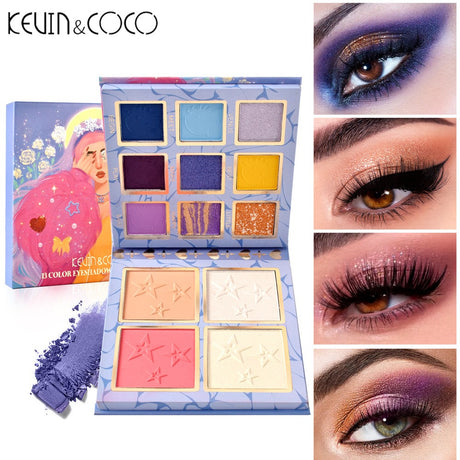 Paleta Farduri Kevin&Coco Varianta 1, 13 Culori, Iluminator Si Blush Inclus, Patrata, 120 G, 10.9 X 10.9 X 1.7 Cm, Valabilitate 3 Ani, Multicolor - vivimall.ro