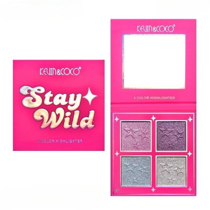 Paleta Iluminatoare, KEVIN&COCO, 4 Culori Stay Wild, 12.2 x 12.2 x 0.9 cm - vivimall.ro