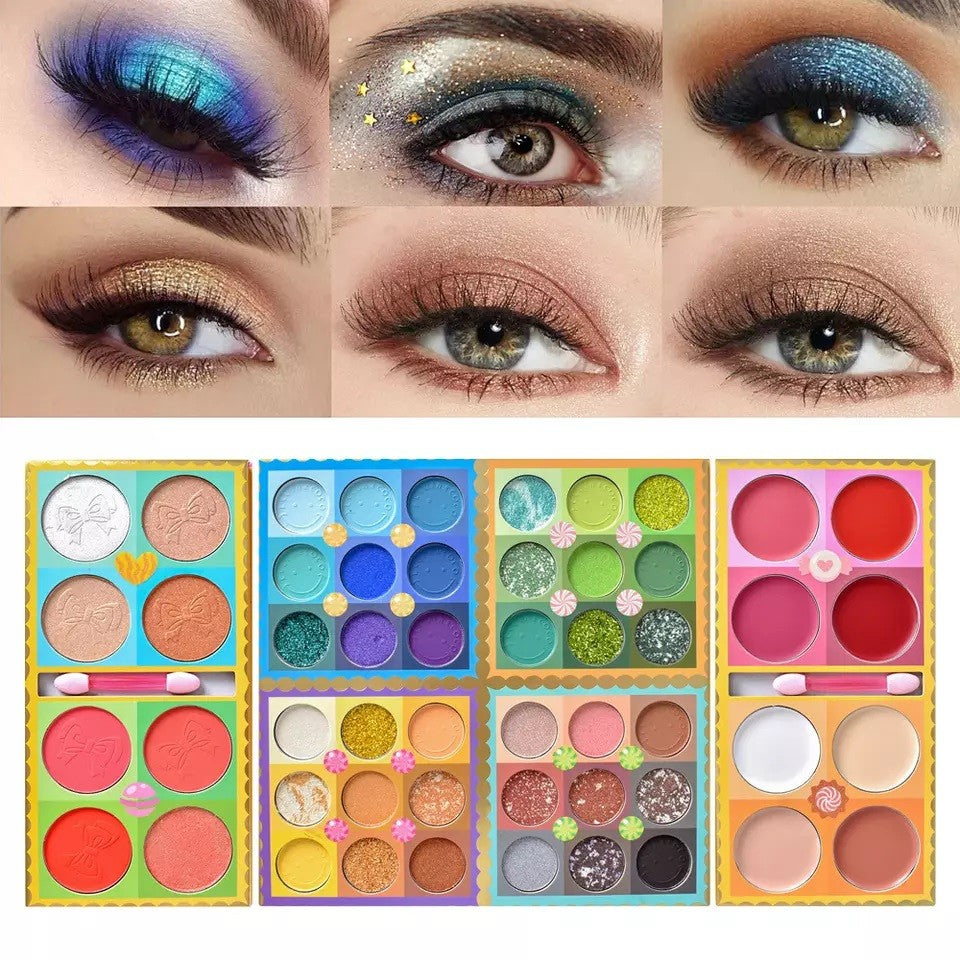 Комплект грим, палитра сенки за очи Kevin&Coco с 52 пигментирани цвята