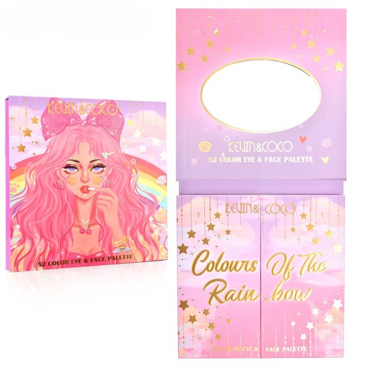 Trusa De Machiaj, Paleta De Farduri Kevin&Coco Cu 52 De Culori Pigmentate Si Nude - vivimall.ro