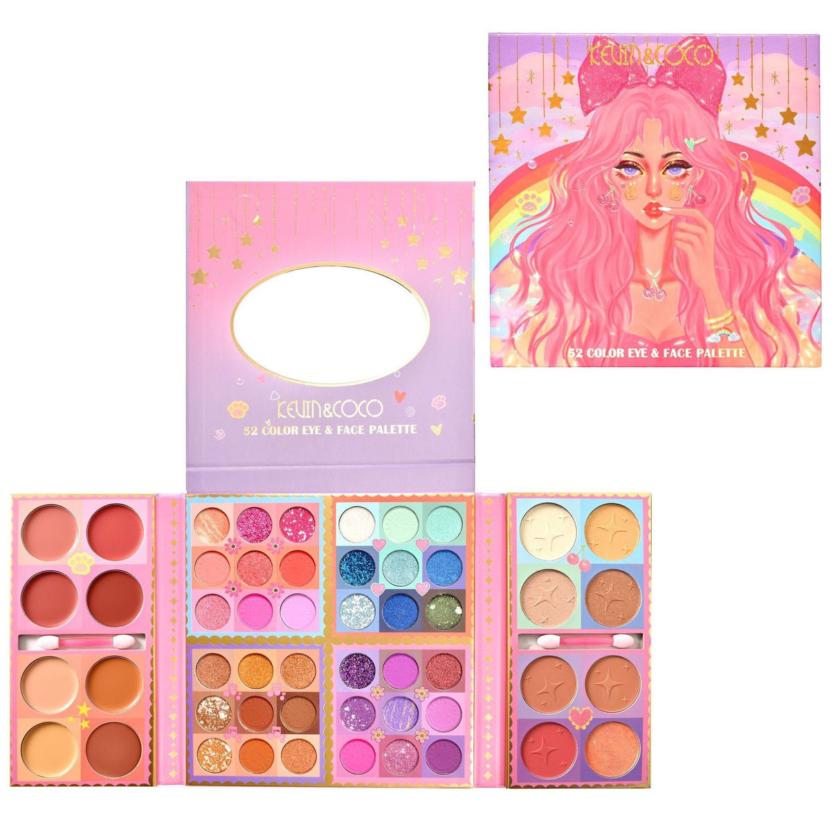 Trusa De Machiaj, Paleta De Farduri Kevin&Coco Cu 52 De Culori Pigmentate Si Nude - vivimall.ro