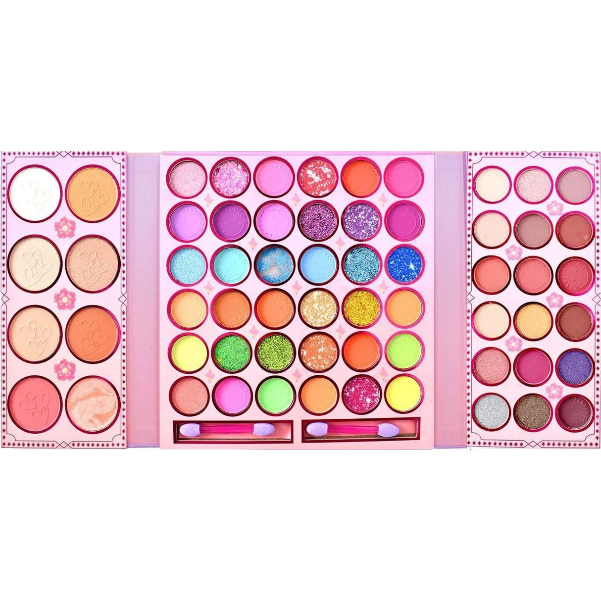 Комплект грим Kevin&Coco, палитра сенки за очи и хайлайтър с 62 пигментирани цвята