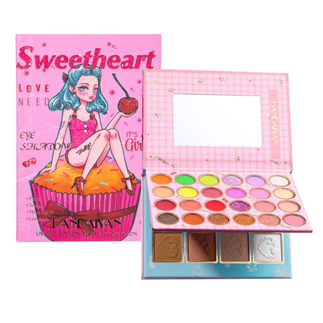 Trusa De Machiaj, Paleta De Farduri, Iluminator Si Blush Sweetheart Cu 32 De Culori Pigmentate - vivimall.ro
