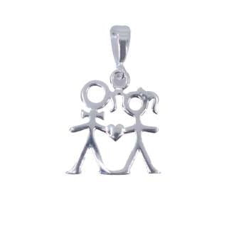 Pandantiv Argint 925, Cuplu Contur si inima - vivimall.ro