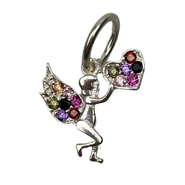 Pandantiv Argint 925, Inger cu Inima cu Zirconii Multicolore - vivimall.ro