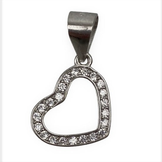 Pandantiv Argint 925 Inima Contur cu Minizirconii - vivimall.ro
