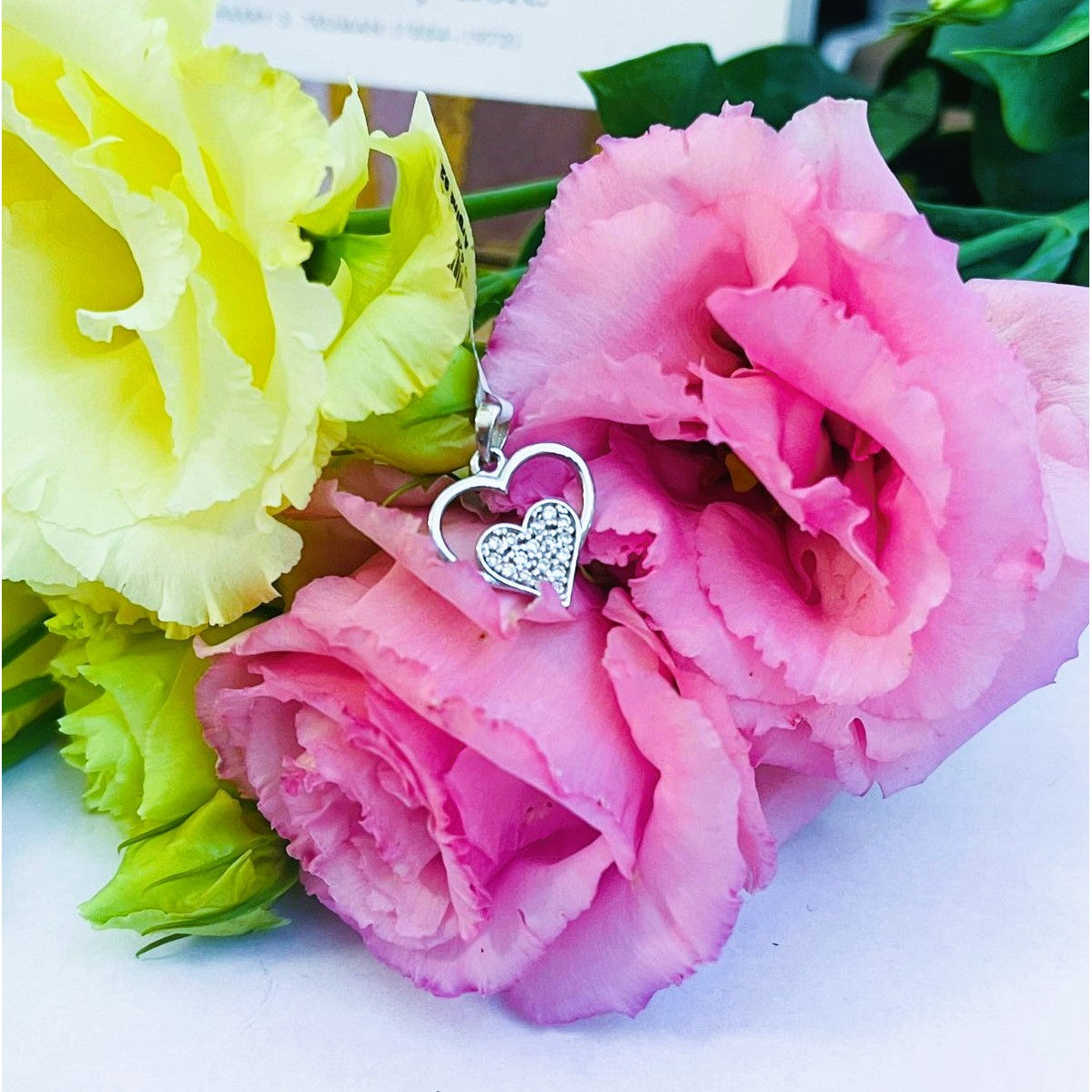 Pandantiv, Jolie Silver, Argint 925, Model Inima in Inima, Pietre Zirconiu, 20 x 15 mm, 1.2 g - vivimall.ro