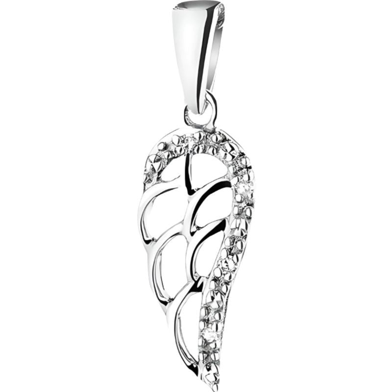 Pandantiv, Jolie Silver, Argint 925, Model Aripa cu Pietre, 1.1 g, 25x10 mm - vivimall.ro