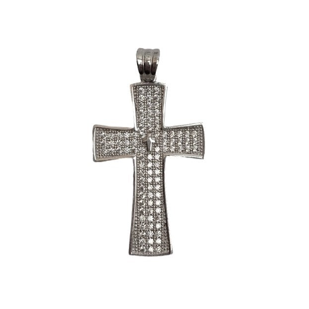 Pandantiv, Jolie Silver, Argint 925, Model Cruce cu Pietre, 2.6 G, 3 x 2 Cm - vivimall.ro