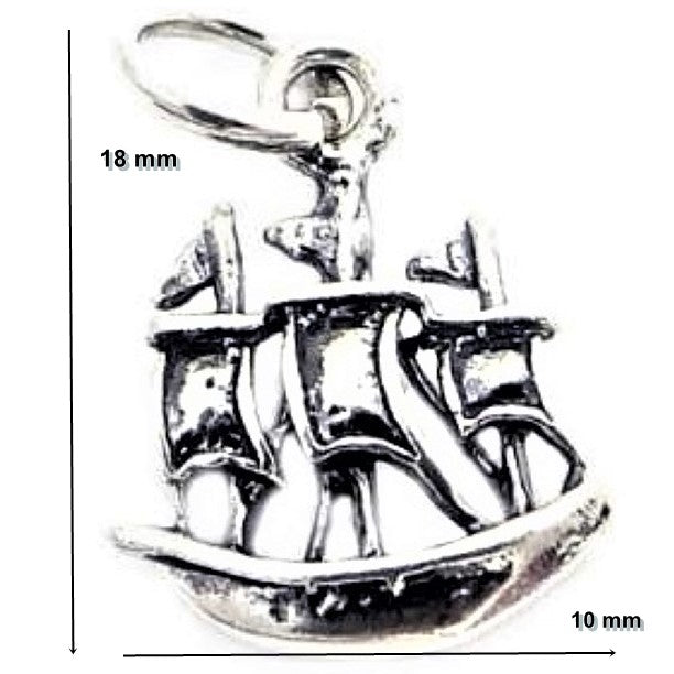 Pandantiv din Argint 925 Jolie Silver, Model Corabie, 18 x 10 mm, 1.1 g - vivimall.ro