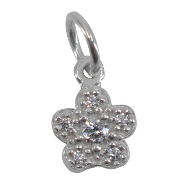 Pandantiv din Argint 925, Jolie Silver, Model Floare Cu Pietre, 0.9 g, 1 x 1 cm, Alb - vivimall.ro