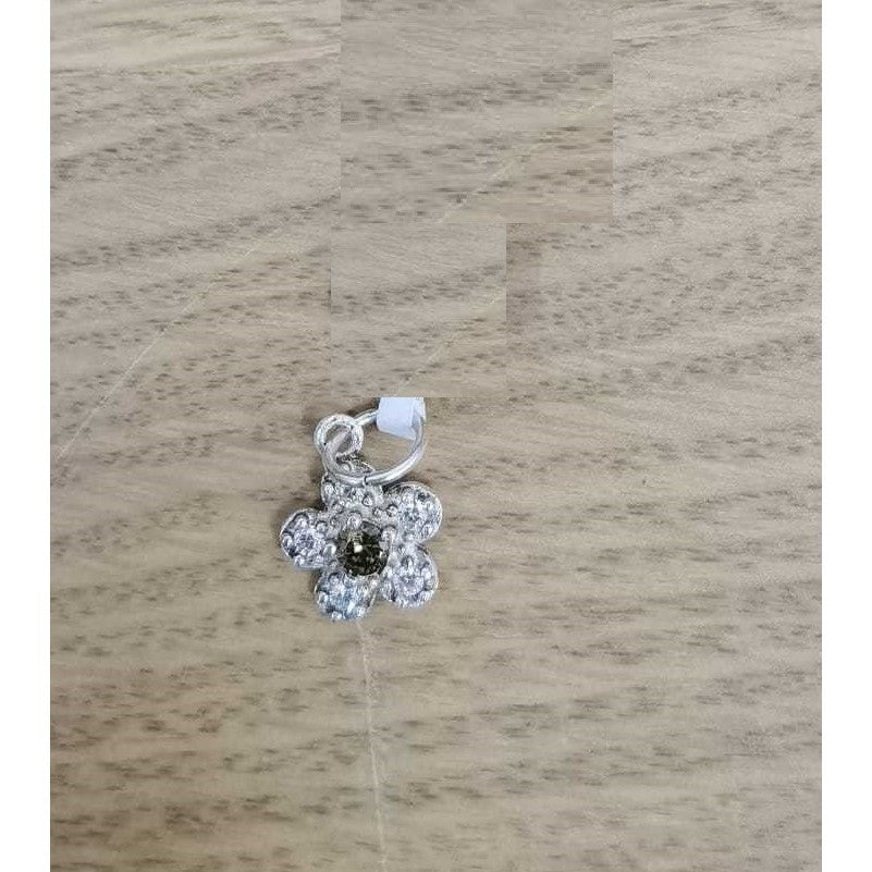 Pandantiv din Argint 925, Jolie Silver, Model Floare Cu Pietre, 0.9 g, 1 x 1 cm, Verde inchis - vivimall.ro