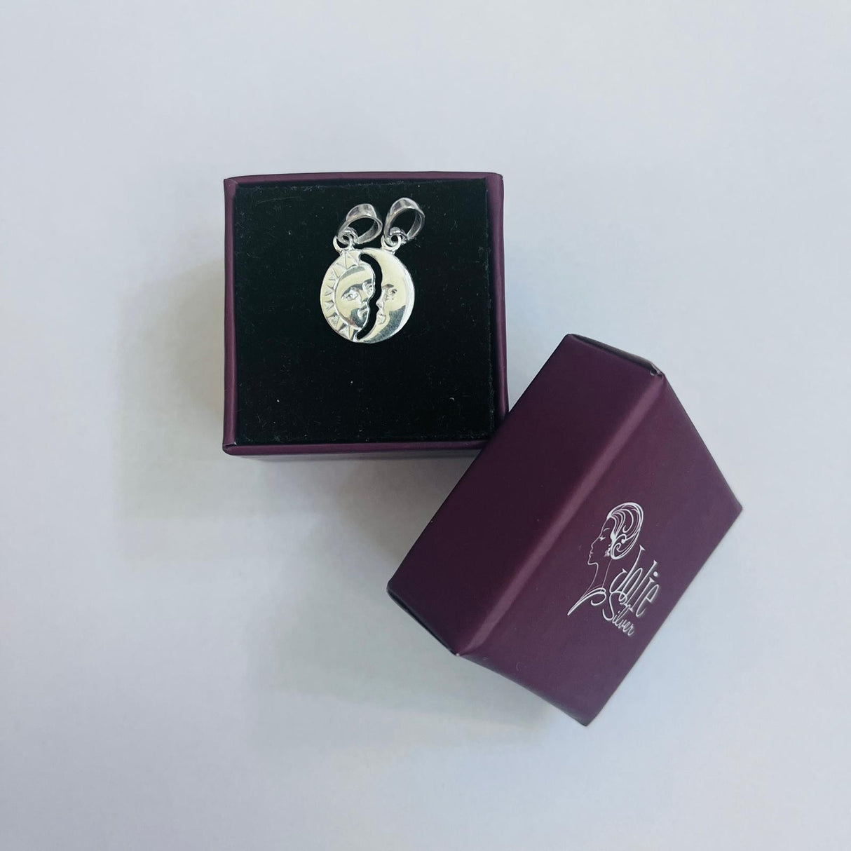 Pandantiv din Argint 925 Jolie Silver, Model Soare si Luna, 18 x 12 mm, 1.2 g - vivimall.ro