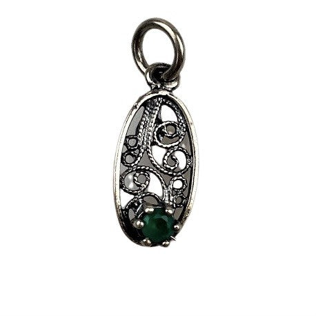 Pandantiv din Argint 925, Oval Filigran cu Piatra - vivimall.ro