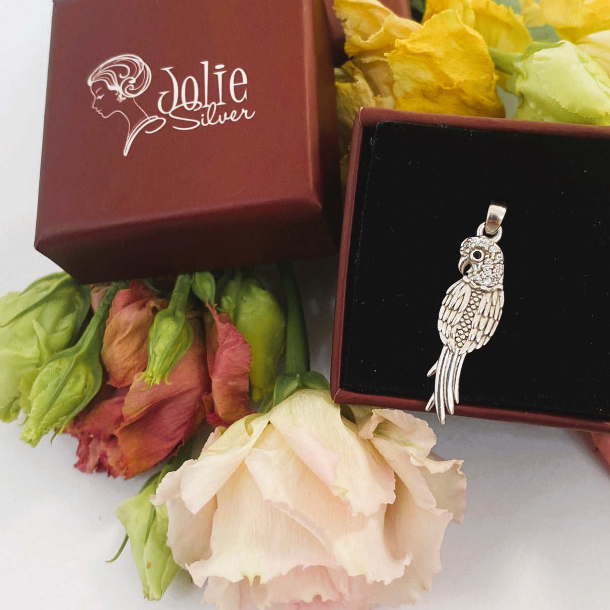 Pandantiv, Jolie Silver, Argint 925, Model Papagal, 1.4 g, 25x8 mm - vivimall.ro