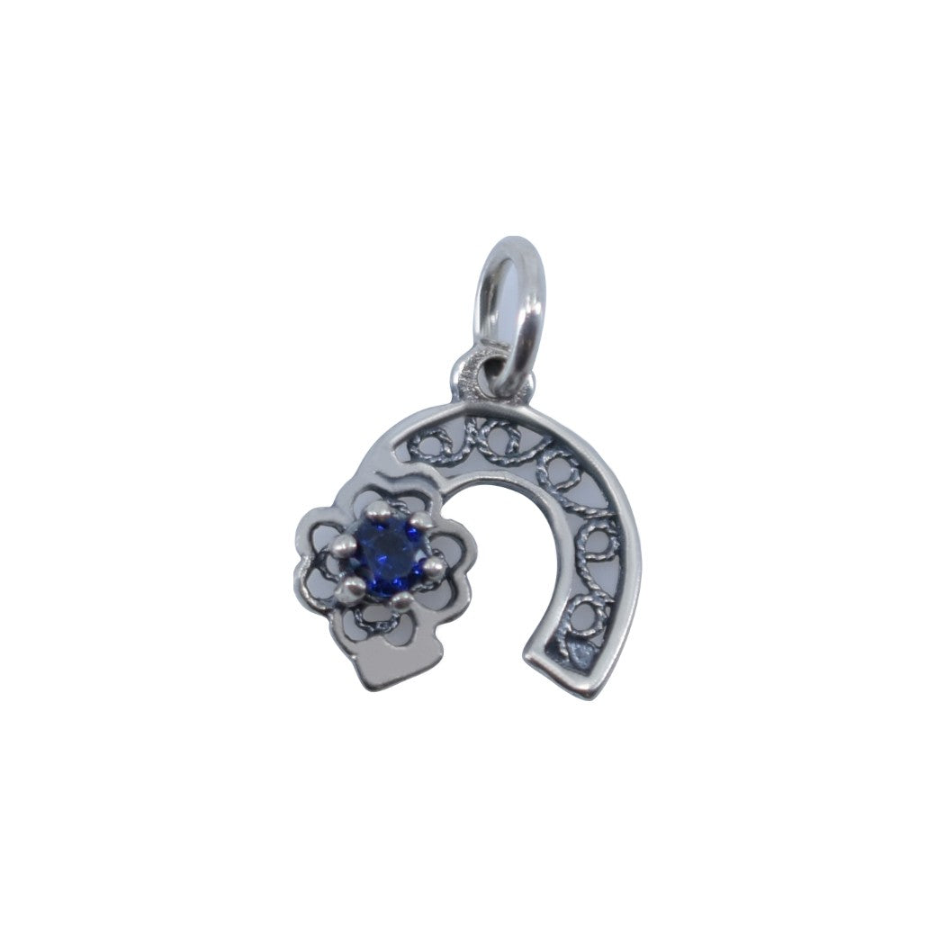 Pandantiv din Argint 925 Potcoava Filigran cu Trifoi si Piatra - vivimall.ro