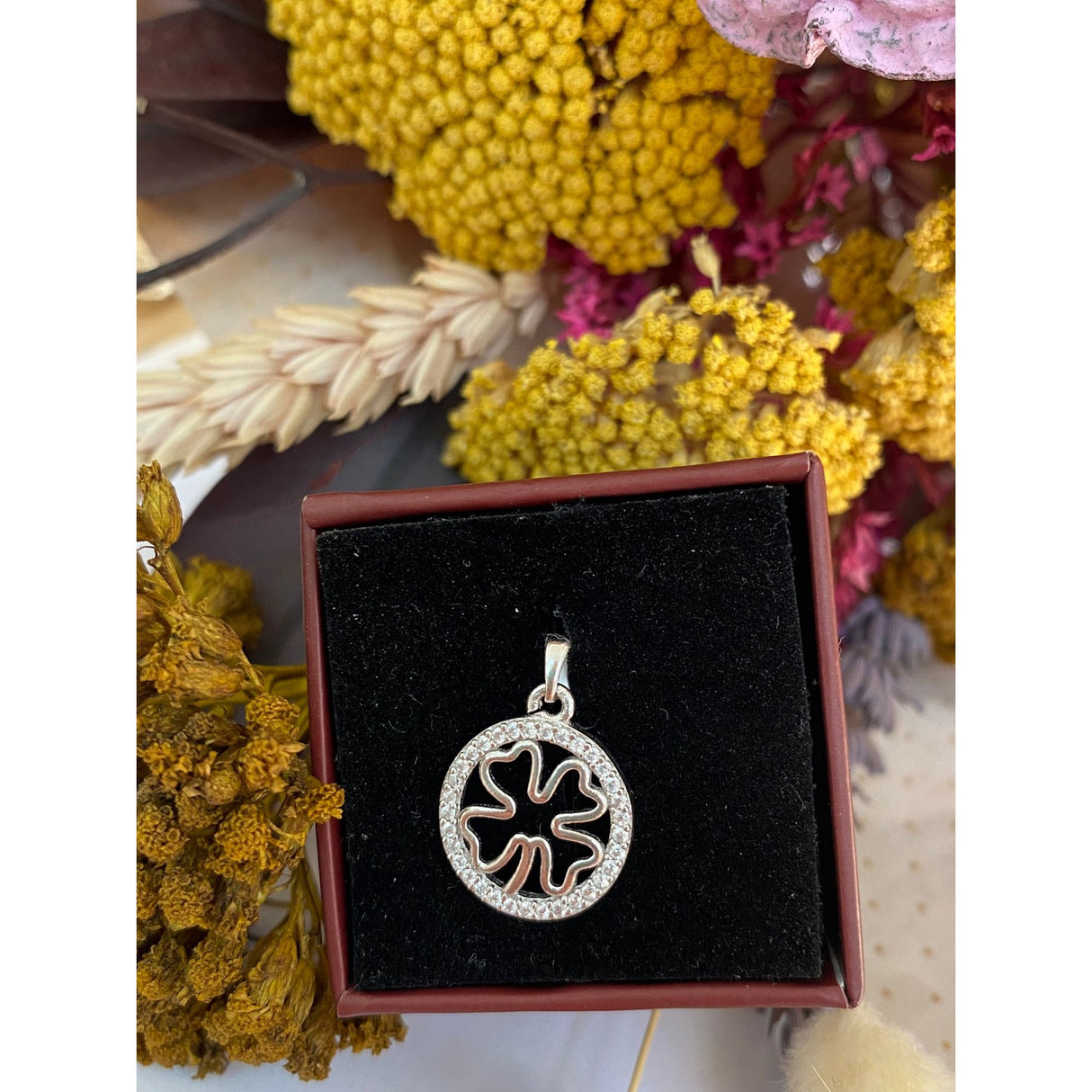 Pandantiv, Jolie Silver, Argint 925, Model Trifoi cu Pietre, 1.1 g, 15x15 mm - vivimall.ro