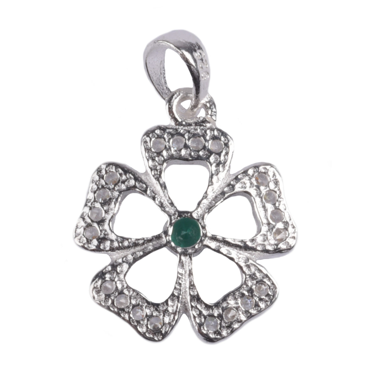 Pandantiv Floare cu Pietre, Argint 925, 1.8 cm x 1.2 cm - vivimall.ro