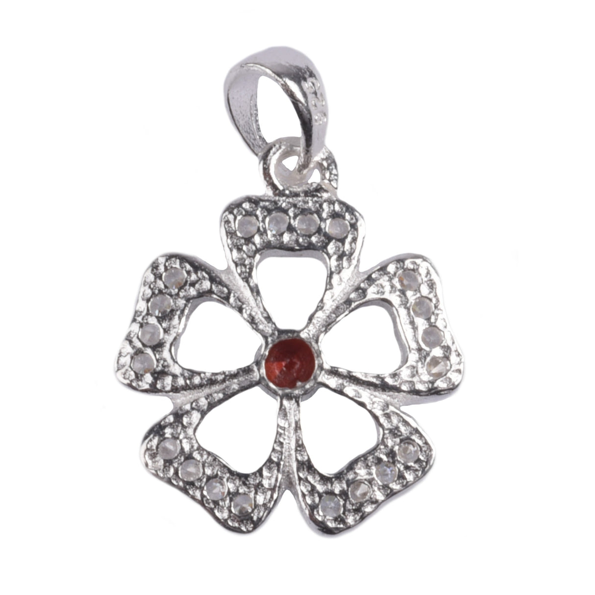 Pandantiv Floare cu Pietre, Argint 925, 1.8 cm x 1.2 cm - vivimall.ro