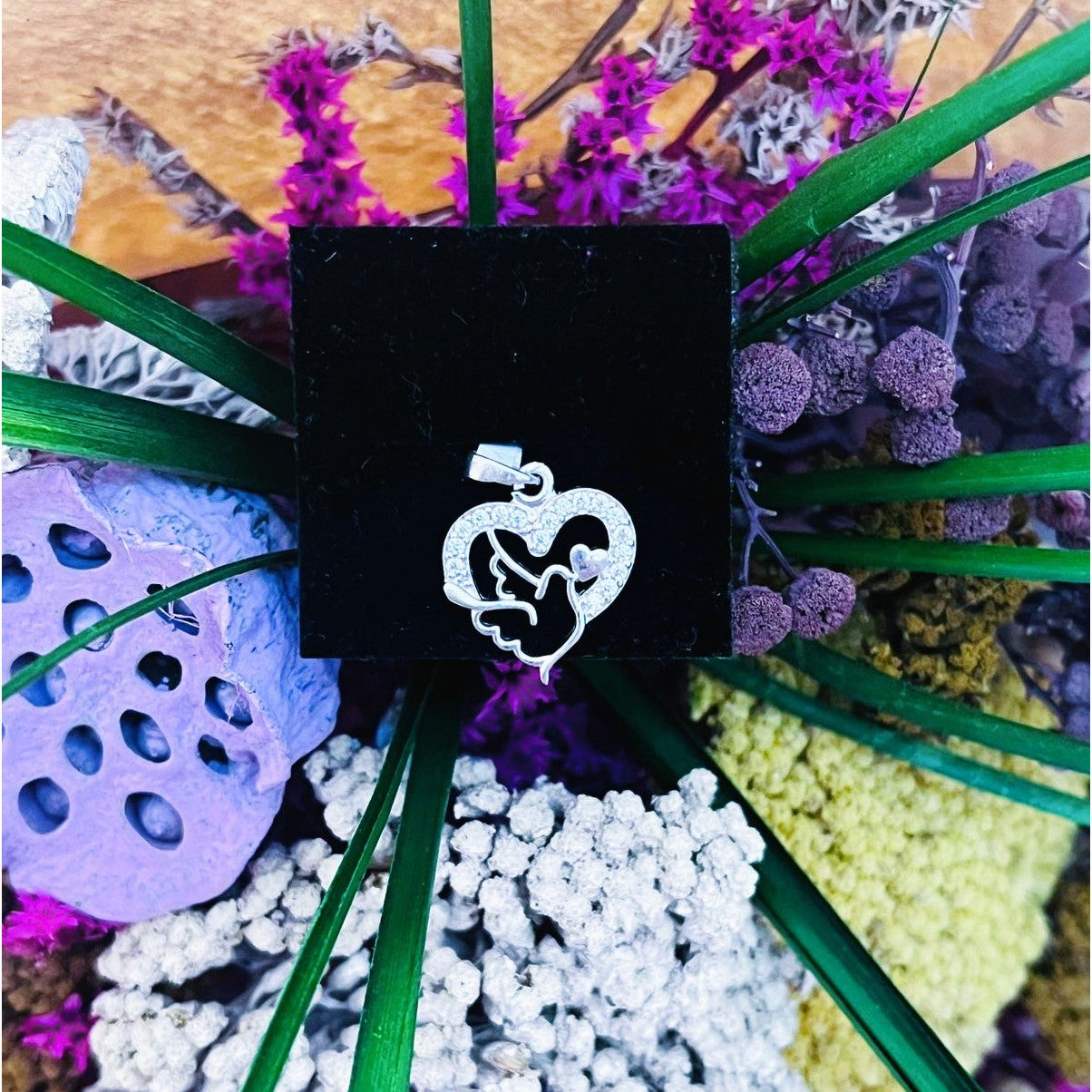 Pandantiv, Jolie Silver, Argint 925, Model Inima cu Porumbel, 20 x 15 mm, 1.5 g - vivimall.ro