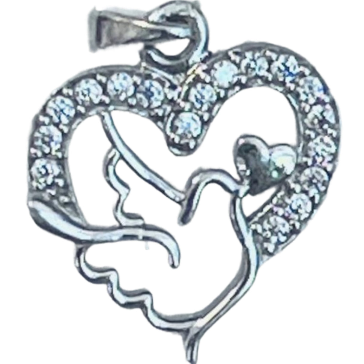 Pandantiv, Jolie Silver, Argint 925, Model Inima cu Porumbel, 20 x 15 mm, 1.5 g - vivimall.ro